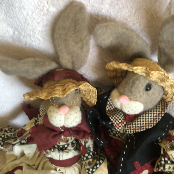Mr. Mrs. Bunny Whimsy Folk Art Handmade 27”Cloth Dolls Shelf Sitters - Picture 2 of 7
